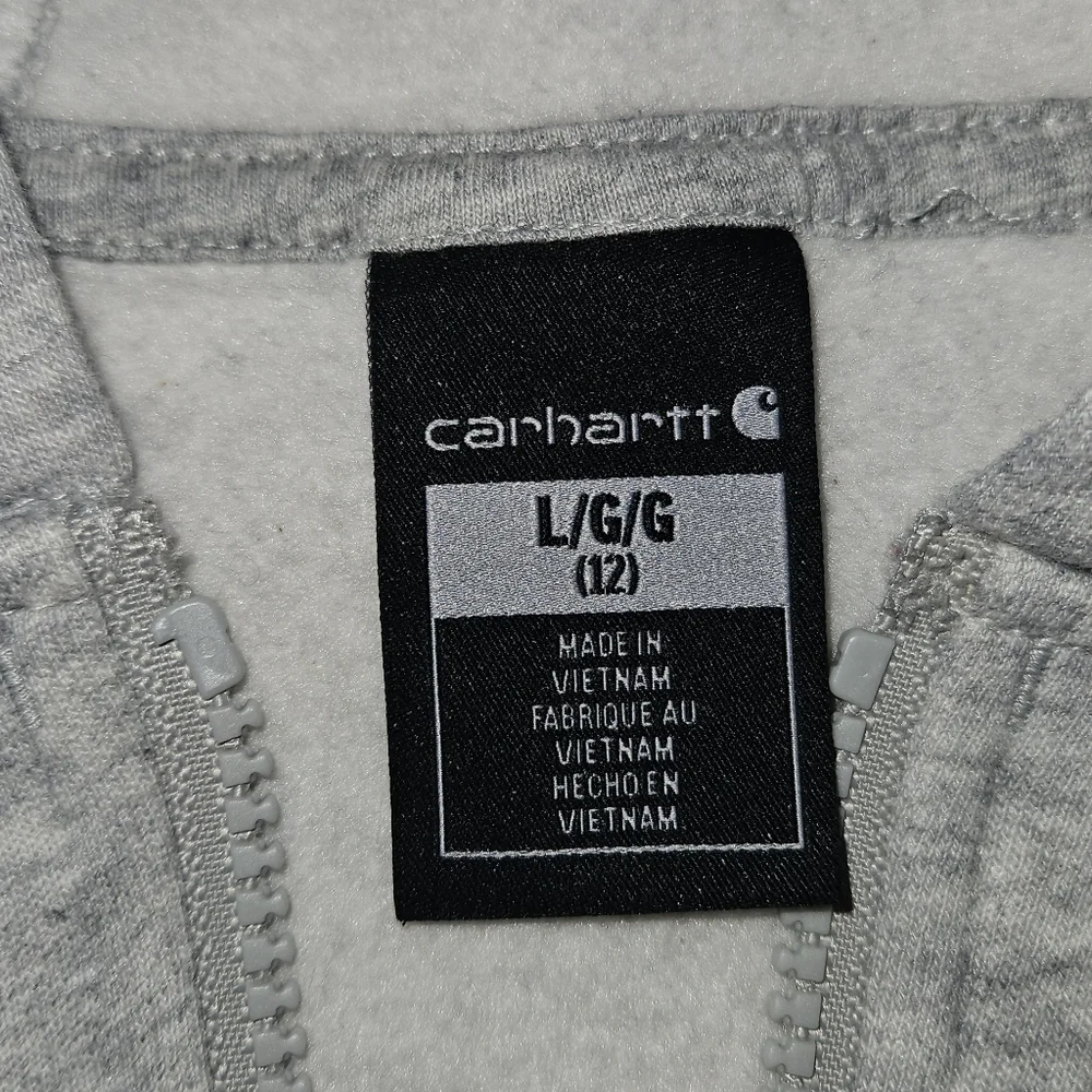 Carhartt Kids Gray Zip Up Hoodie Jacket Sz L (12) - Picture 3 of 4
